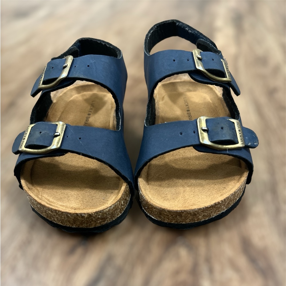 Lucky Brand Toddler Unisex  Double Strap Casual Sandals with Velcro Closure
